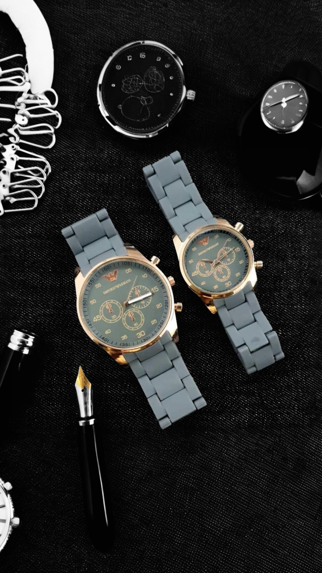 Stainless Steel Quartz Couple Watches - 2 Pcs Unisex Analogue Timepieces