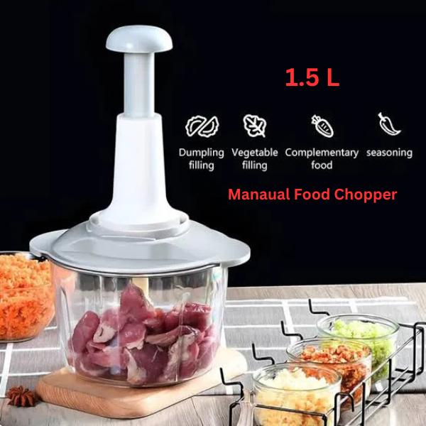 1 Pc Hand Push Manual Food Chopper- 1.5 Liter