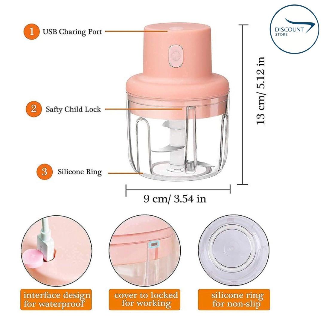 Portable & Rechargeable Electric Food Chopper - 1 Pc in Pink