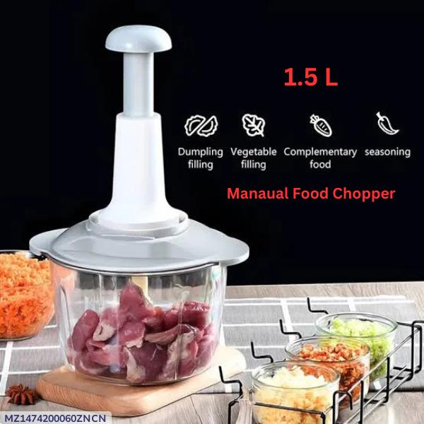 1 Pc Hand Push Manual Food Chopper- 1.5 Liter