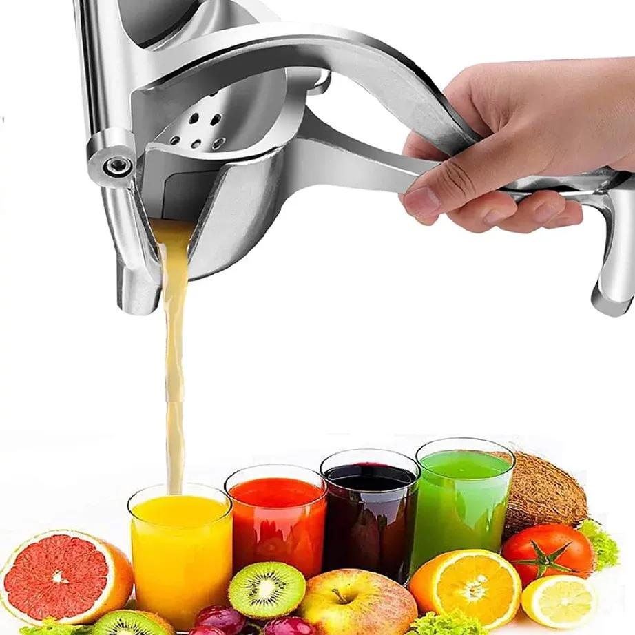 Fruit Press Manual Juicer Extractor Maker Stainless Steel, Hand Press Juicer Squeezer Portable Heavy Duty Premium Quality