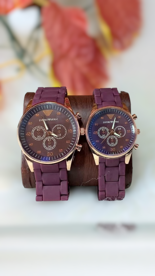 Stainless Steel Quartz Couple Watches - 2 Pcs Unisex Analogue Timepieces